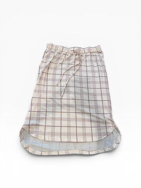 Tickled Teal L  Drawstring Midi Skirt - Cream/Pink